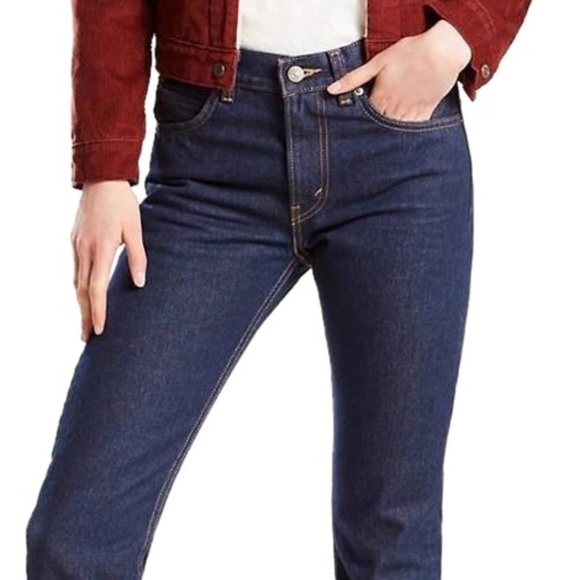 True Blue Denim Dark Rinse Orange Tab Slim Leg Ski - Picture 1 of 5